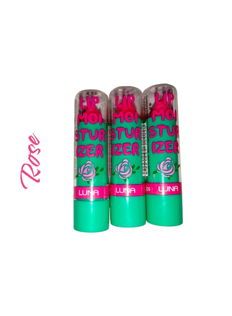 Luna Lip Balm - 4 Flavors (Rose - Coconut - Strawberry - Vanilla) for Dry and Chapped Lips - 12 Count - Image 3